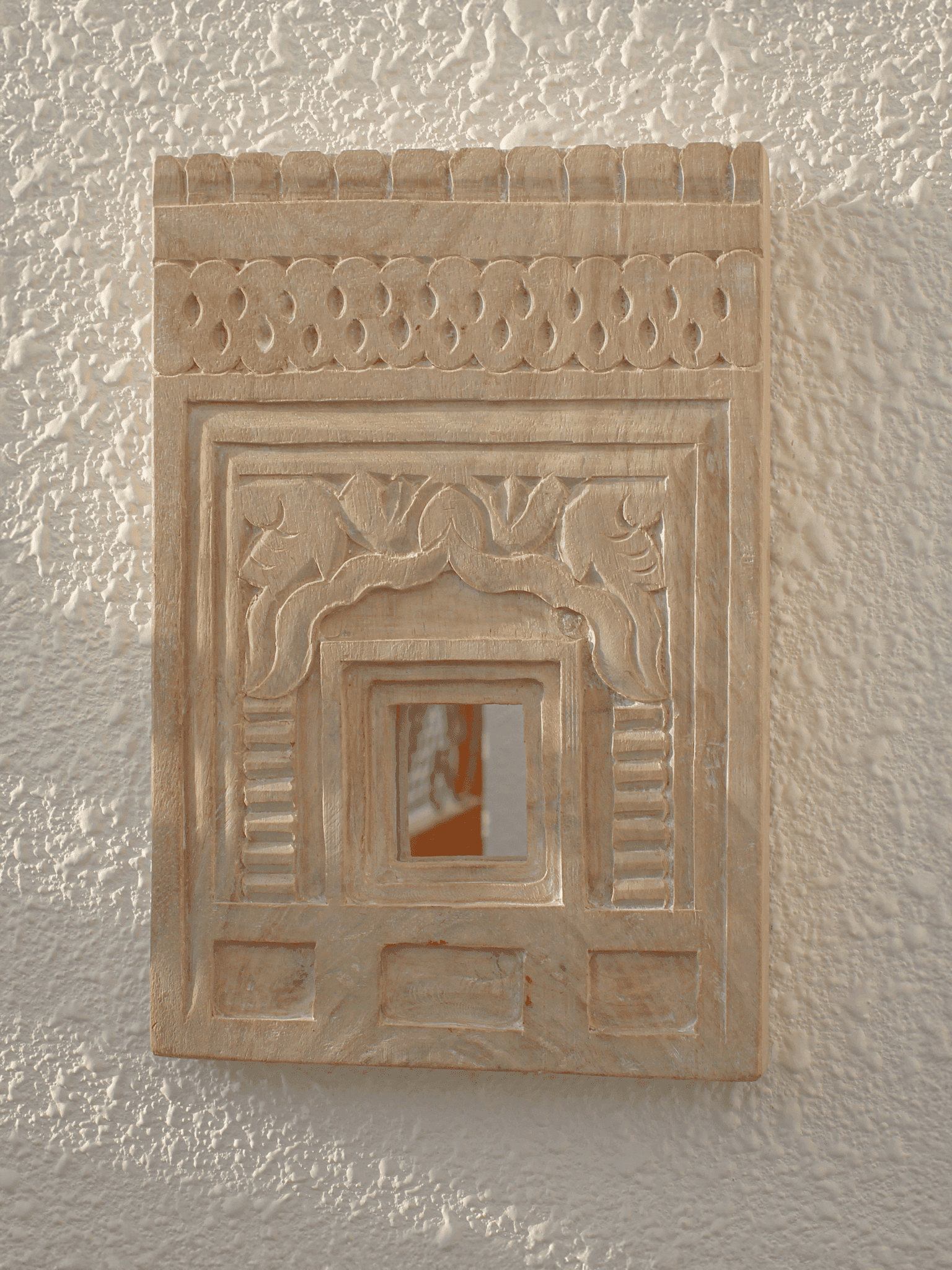 Maya Temple Wall Mirror in Mango Wood