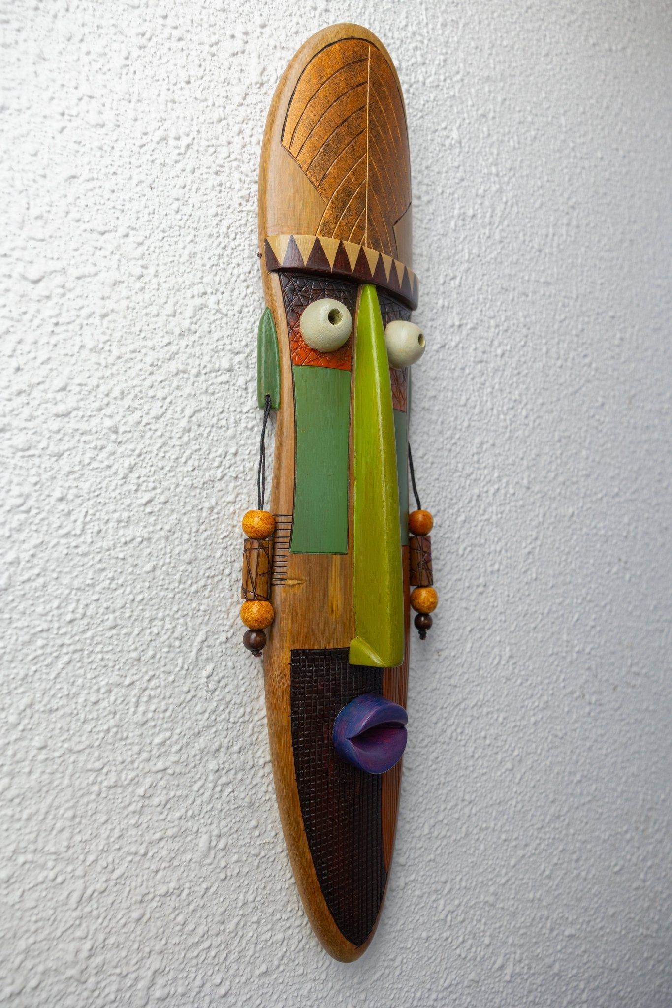 Kifaru Guardian Bamboo Wall Mask – Handcrafted Tribal Décor - Nuga Mask