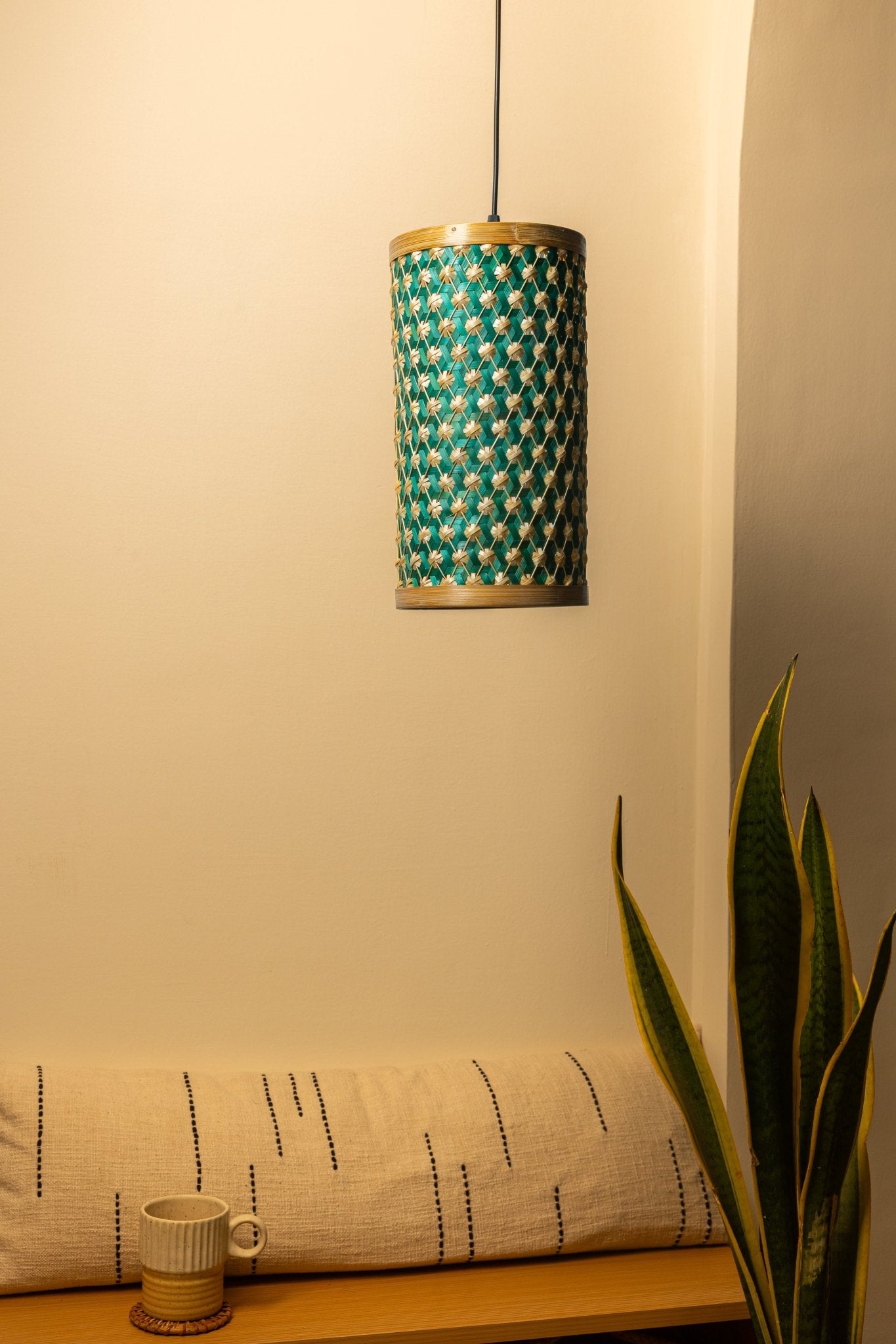 Noa Bamboo Hanging Light – Handwoven Eco Pendant - Nuga Mask