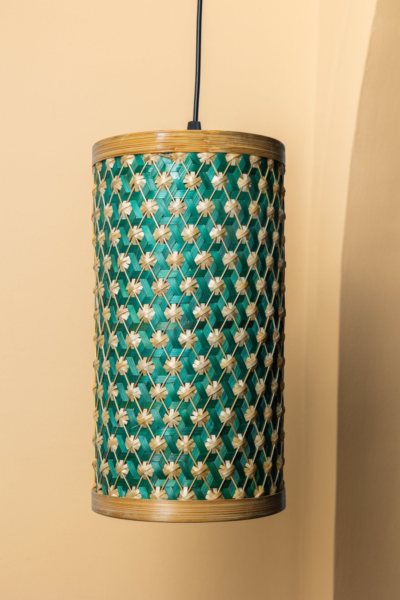 Noa Bamboo Hanging Light – Handwoven Eco Pendant - Nuga Mask