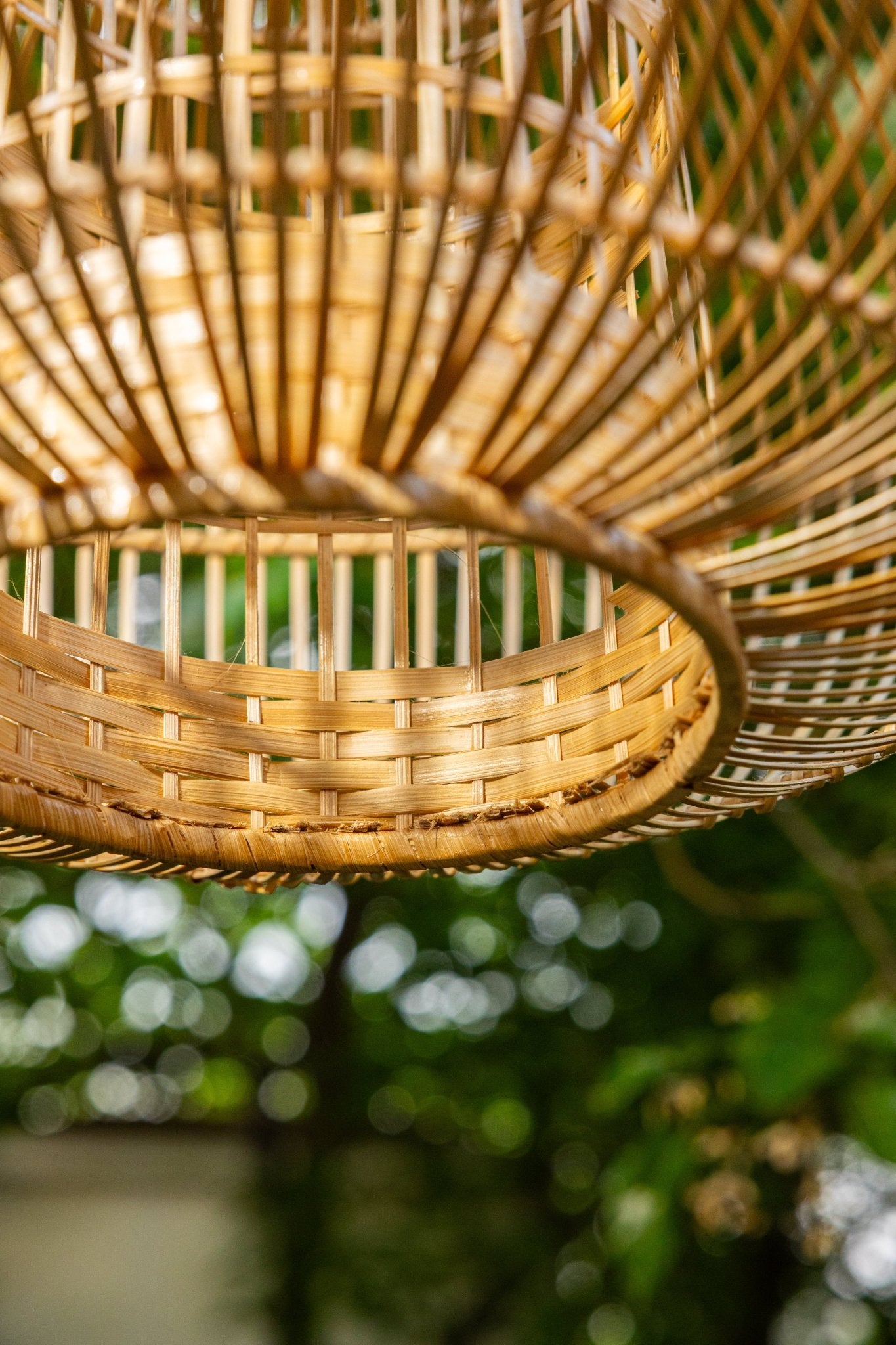 Noor Bamboo Hanging Light – Handwoven Eco Pendant - Nuga Mask