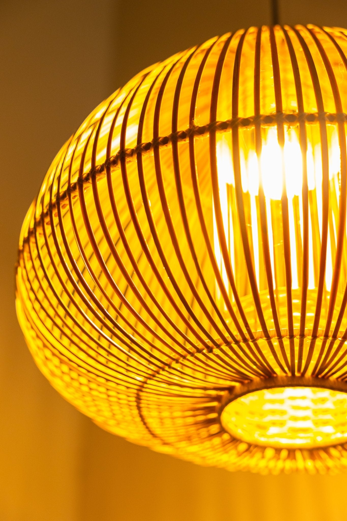 Noor Bamboo Hanging Light – Handwoven Eco Pendant - Nuga Mask