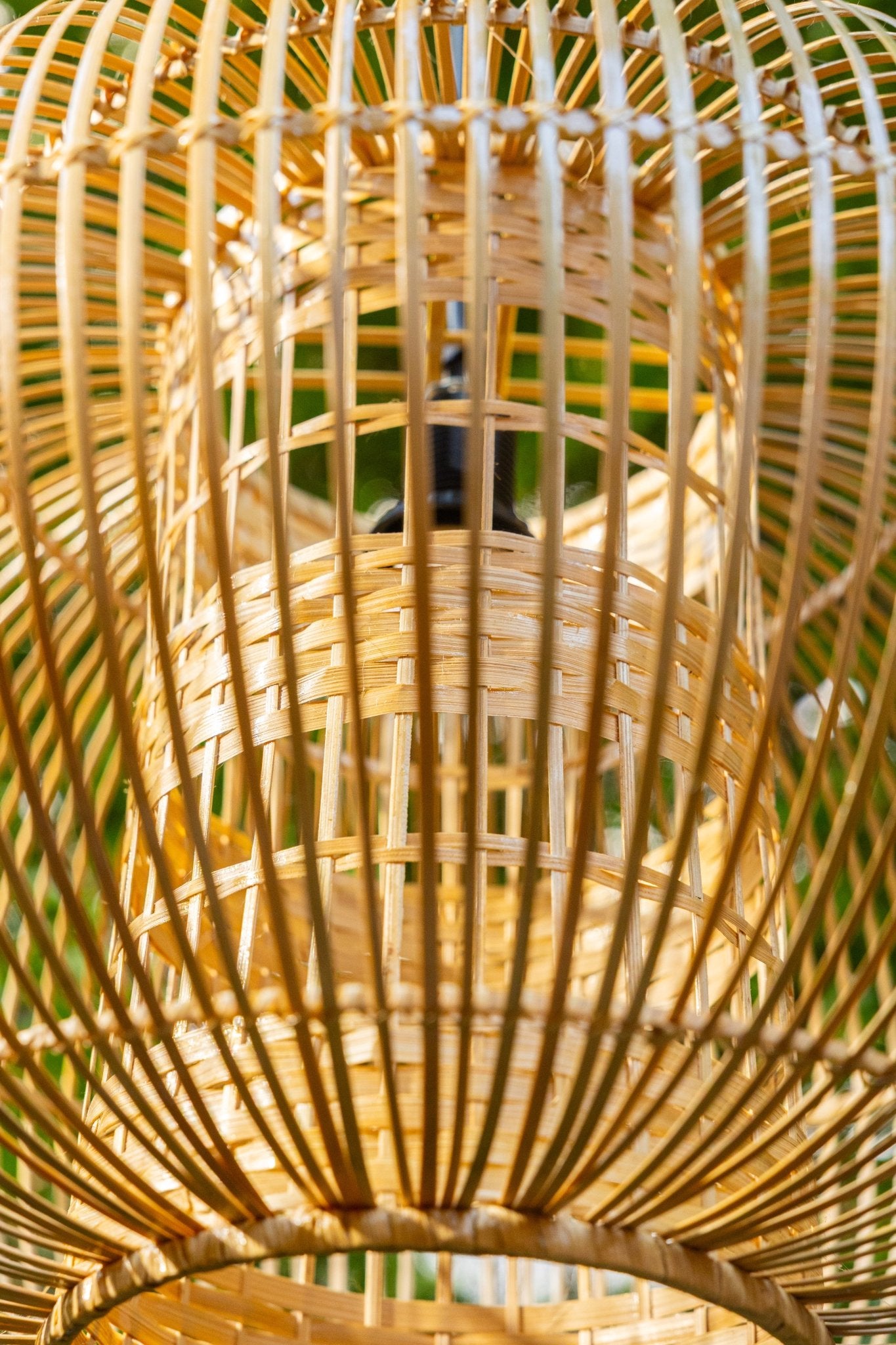 Noor Bamboo Hanging Light – Handwoven Eco Pendant - Nuga Mask