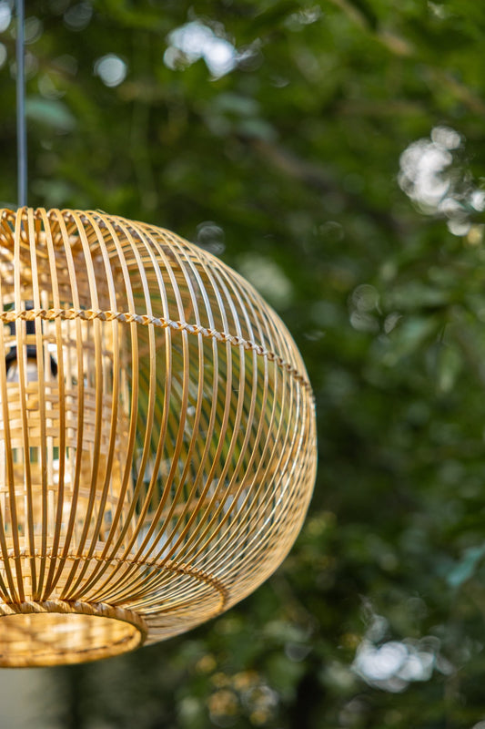 Noor Bamboo Hanging Light – Handwoven Eco Pendant - Nuga Mask