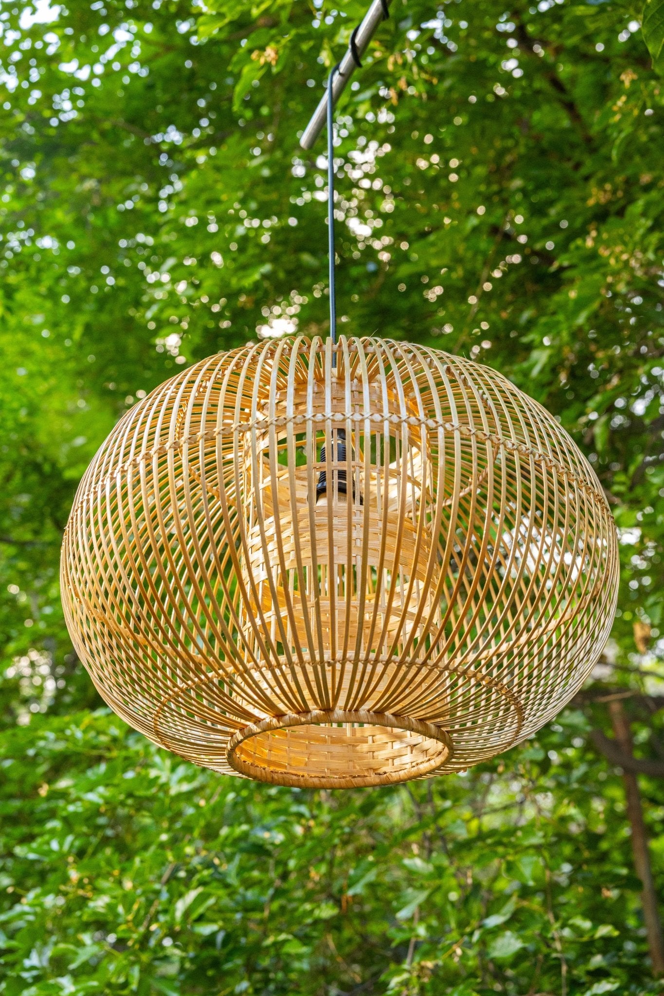 Noor Bamboo Hanging Light – Handwoven Eco Pendant - Nuga Mask