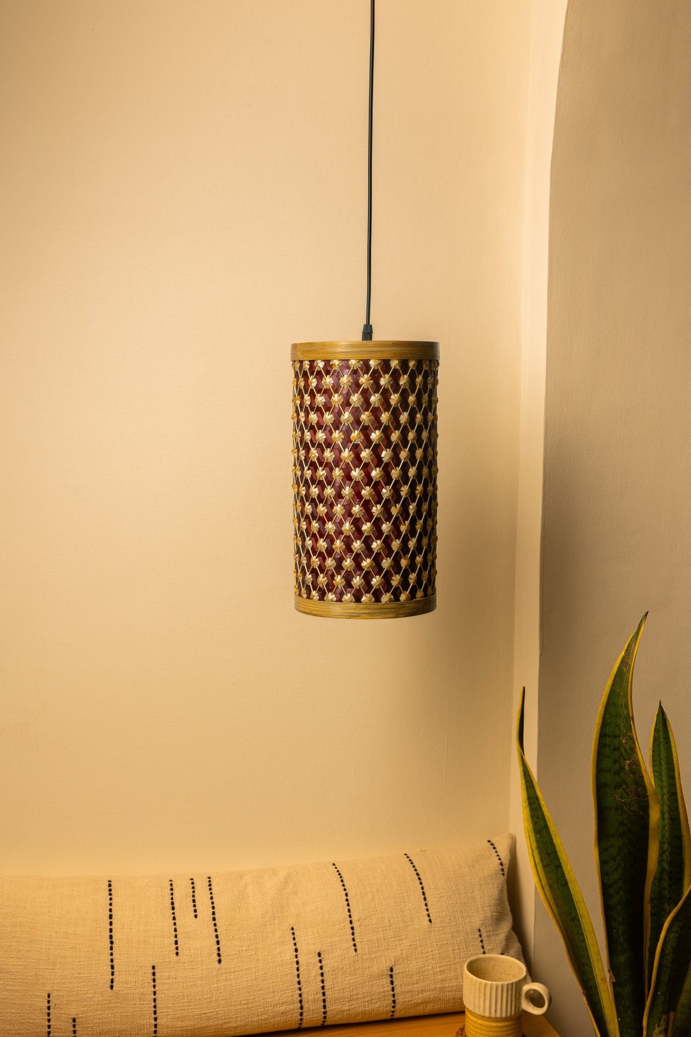 Oro Bamboo Pendant Light – Handwoven Eco Ceiling Lamp - Nuga Mask