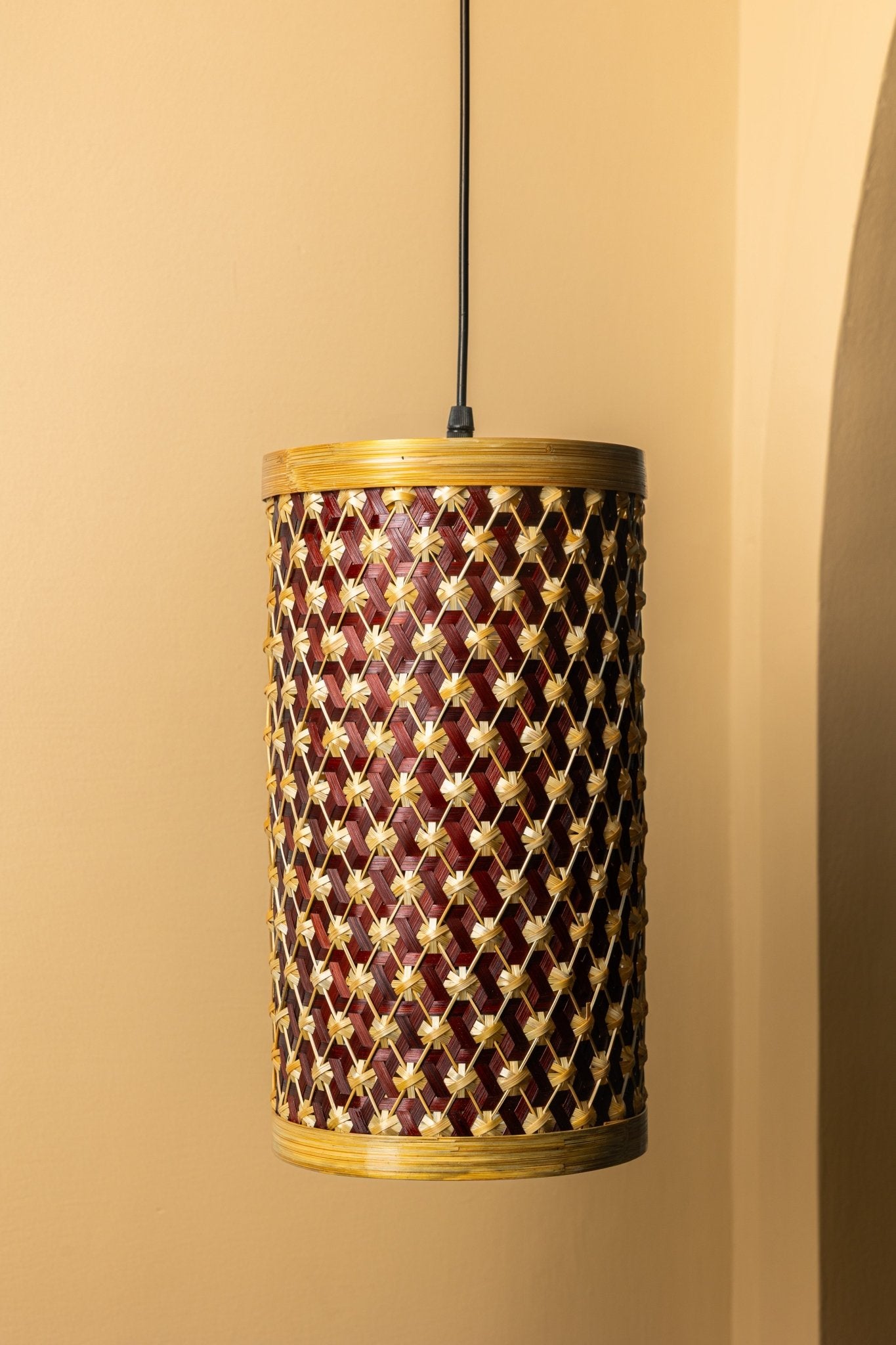 Oro Bamboo Pendant Light – Handwoven Eco Ceiling Lamp - Nuga Mask