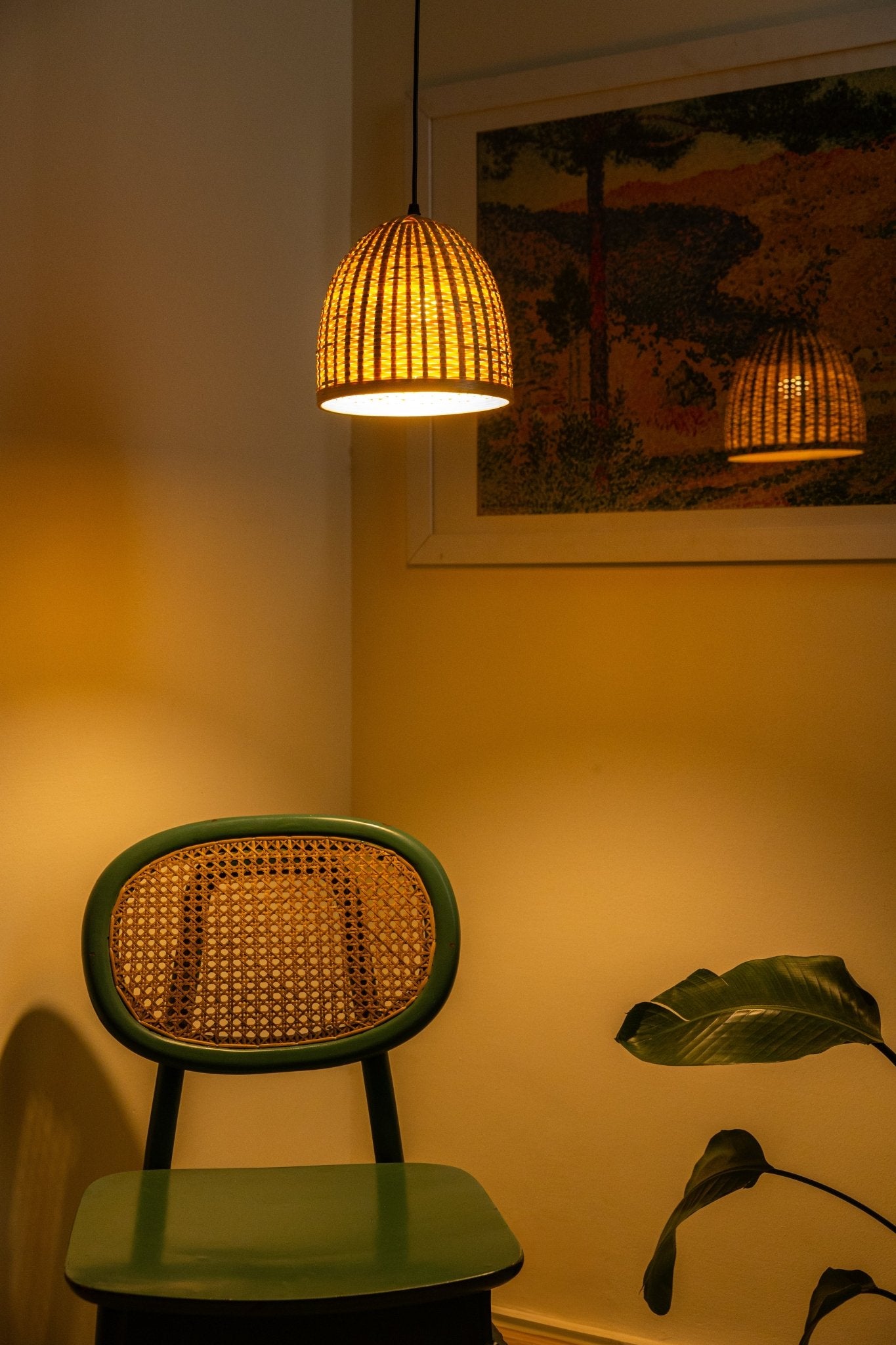 Sora Bamboo Pendant Light – Handwoven Eco Ceiling Lamp - Nuga Mask