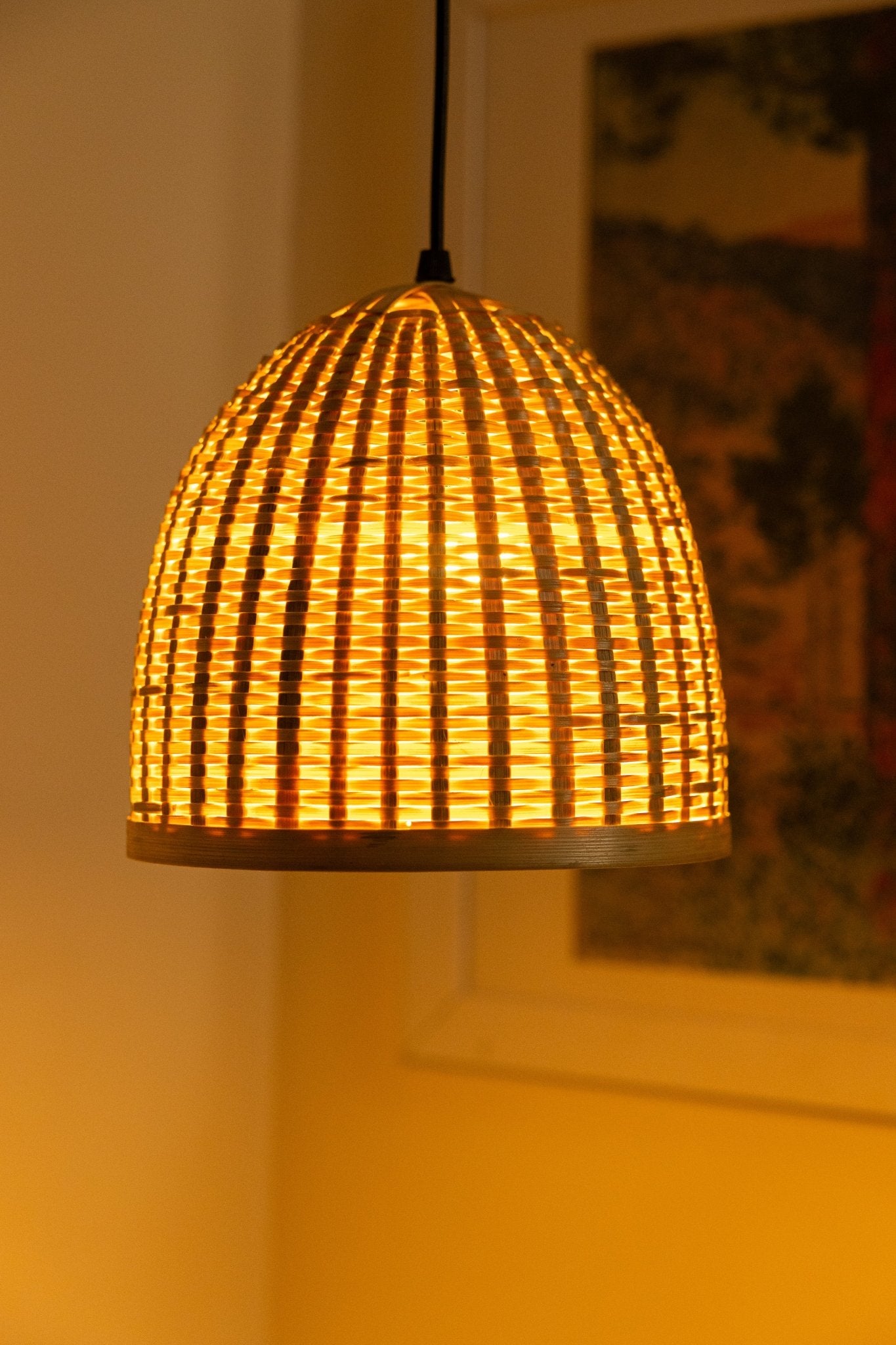 Sora Bamboo Pendant Light – Handwoven Eco Ceiling Lamp - Nuga Mask