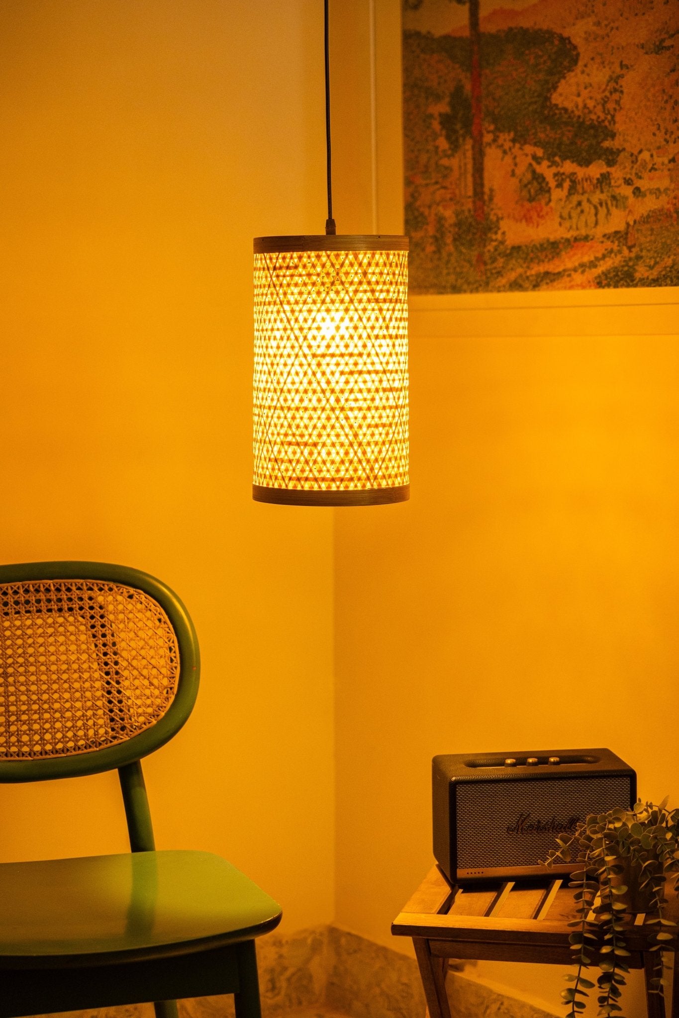 Tissage Bamboo Pendant Light – Handwoven Eco Lighting - Nuga Mask