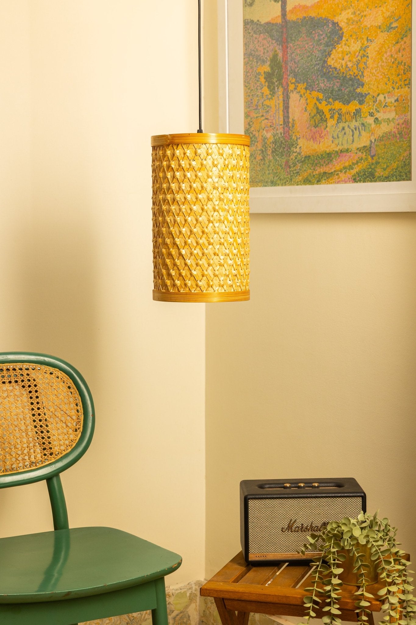 Vana Bamboo Hanging Light – Handcrafted Eco Pendant - Nuga Mask