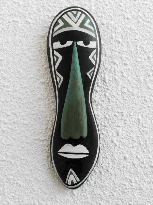Veiled Totem Bamboo Mask – Handcrafted Tribal Wall Décor - Nuga Mask