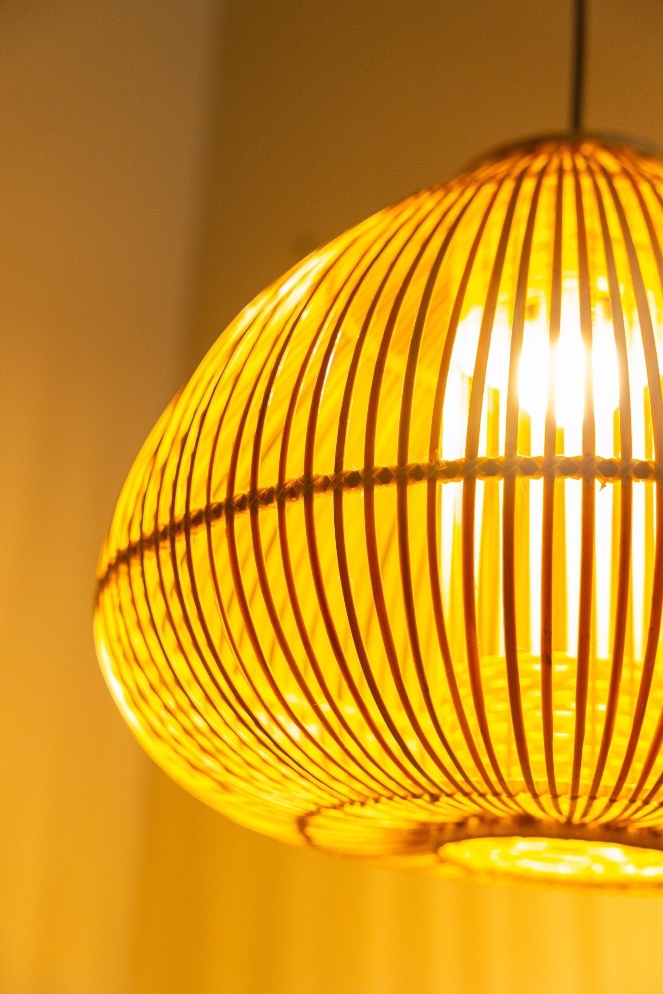 Ziya Bamboo Hanging Light – Handcrafted Eco Pendant - Nuga Mask