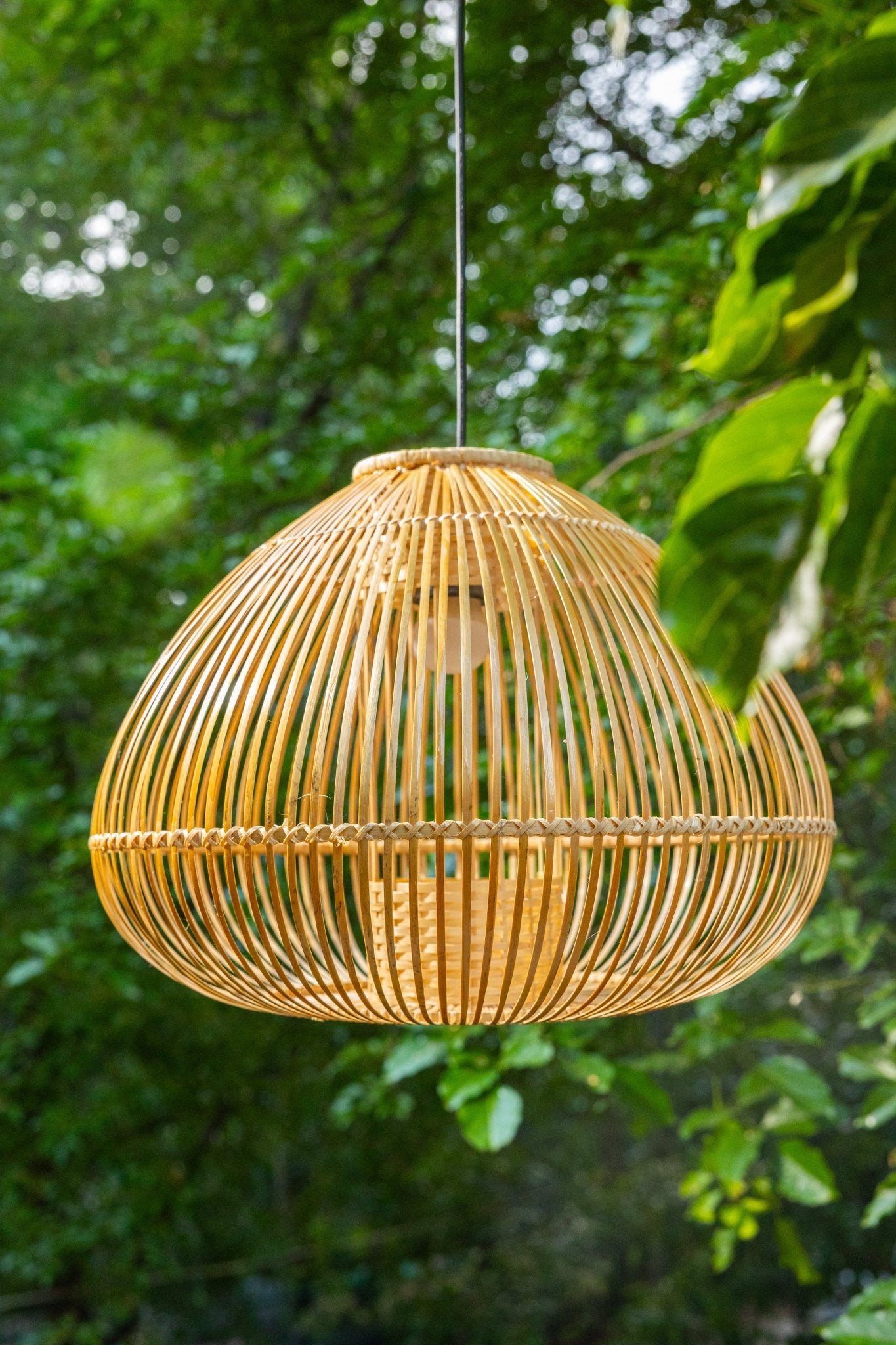 Ziya Bamboo Hanging Light – Handcrafted Eco Pendant - Nuga Mask