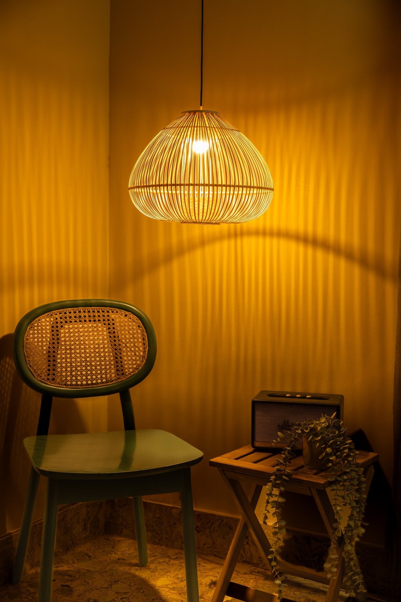 Ziya Bamboo Hanging Light – Handcrafted Eco Pendant - Nuga Mask